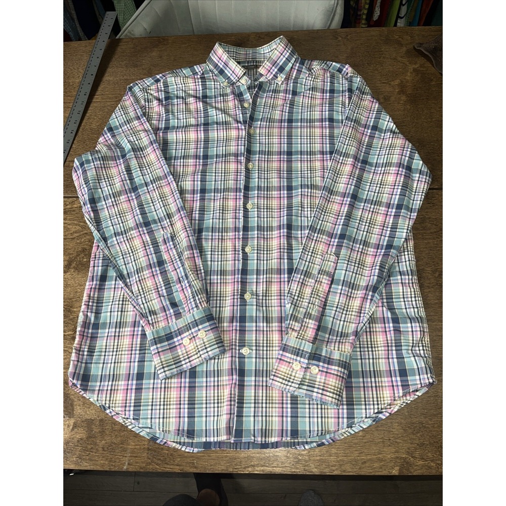 Mens Peter Millar Summer Comfort Button Down Dress Shirt Size Large Color Plaids